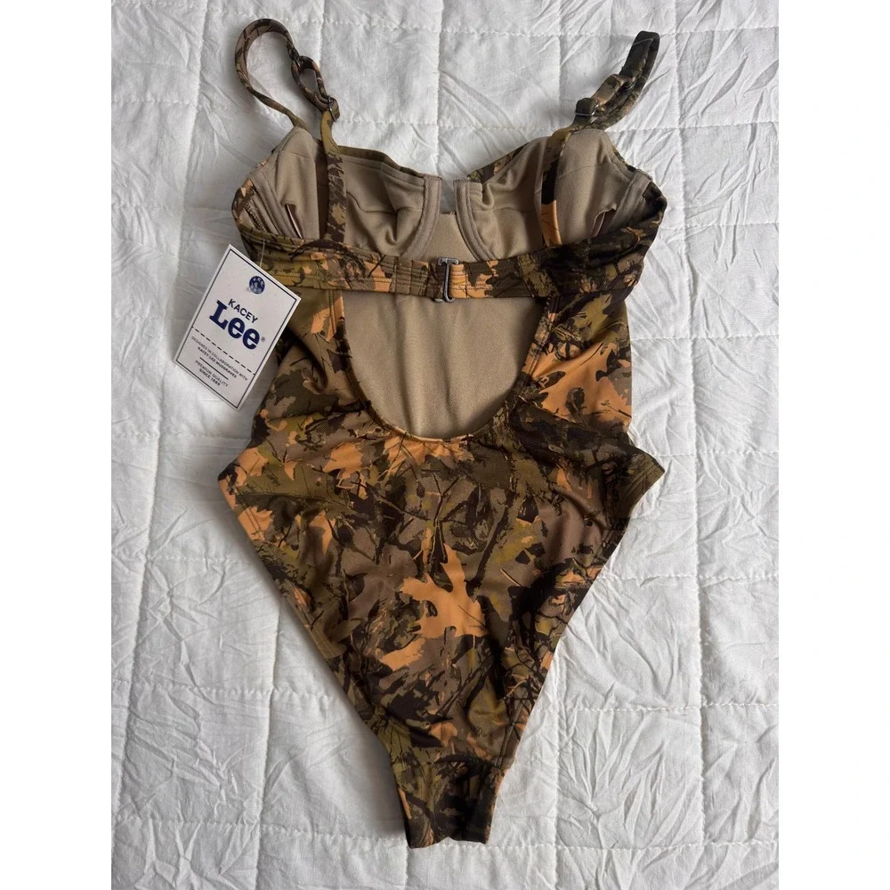 Country Kacey Musgraves x Lee Camo Underwire Gorpcore One Piece Swimsuit XS NWT